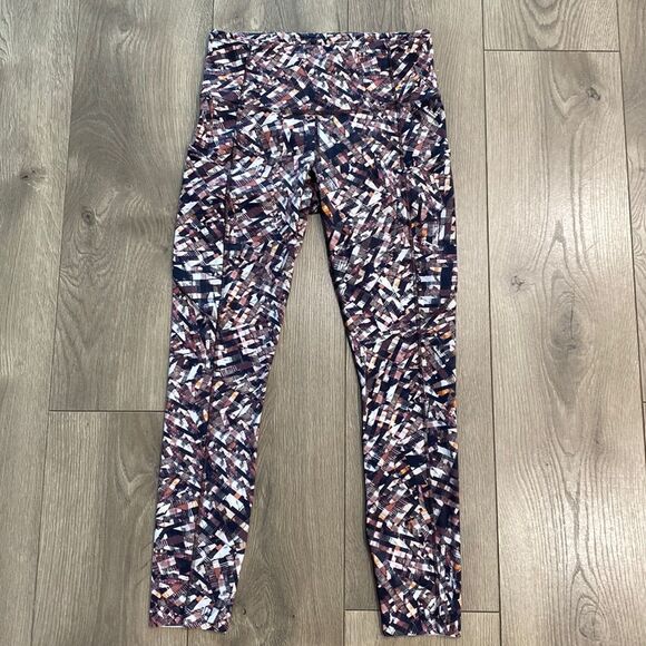 Lululemon Fast‎ And Free 25" Kaleidoscopic Pink Multi Running Leggings Size 4 - Picture 1 of 12